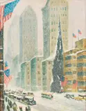 Guy Carleton Wiggins, Untitled, Oil on Artist Board, "Manhattan Snowstorm"