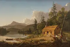 David Brega, s 'Home in the Woods, Oil on Panel, After Thomas Cole