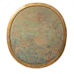 Robert Lewis Reid, Art Nouveau Oval, Oil on Canvas