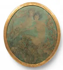 Robert Lewis Reid, Art Nouveau Oval, Oil on Canvas