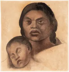 Untitled by Diego Rivera, Charcoal And Pastel on Paper, 1926, "Mother And Child", offered Apr 2024