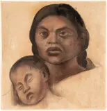 Diego Rivera, Untitled, Charcoal And Pastel on Paper, 1926, "Mother And Child"