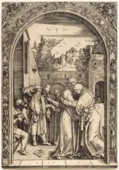 Untitled by Albrecht Durer, Woodcut on Laid Paper 1504, "Joachim And Anna At The Golden Gate", offered Apr 2024