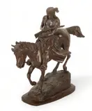 Earle Erik Heikka, Untitled, Bronze Sculpture, Ca. Mid 20th C., "Native American Scout on Horseback"
