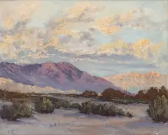 John William Hilton, Untitled, Oil on Canvas Board, Ca. Mid 20th C., "California Desert Landscape"