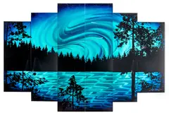 Untitled by Chris DeRubeis, Mixed Media on Aluminum, Airbrush Painting & Hand Ground Surface "Light at Night Hexaptych", offered Apr 2024