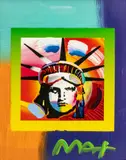 Peter Max, Untitled, Mixed Media, Acrylic Painting And Color Lithography, Ca. 2006, "Liberty Head II on Blends,"