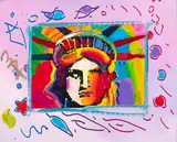 Peter Max, Untitled, Acrylic & Offset Lithograph on Paper, "Liberty Head"