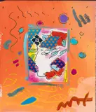 Peter Max, Untitled, Acrylic with Mixed Media Collage on Wove Paper "Looking to the Left, Profile Series"