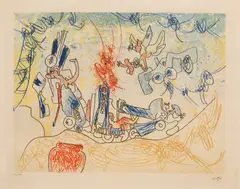 Untitled by Roberta Matta, Etching And Aquatint in Colors on Paper 1972, "Les Oh Tomobiles: Plate 1", offered Apr 2024