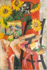Untitled by Lenore Sherman, Oil on Canvas, "Still Life with Fruits And Flowers", offered Apr 2024