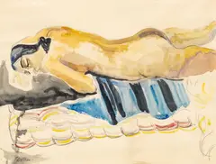 Untitled by Jacob Epstein, Watercolor And Graphite on Paper, "Reclining Nude", offered Apr 2024