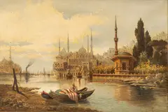 George Edwards Hering, Untitled, Oil on Canvas 1840-1860, "Constantinople from the Golden Horn"