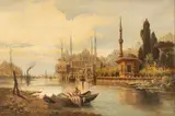 George Edwards Hering, Untitled, Oil on Canvas 1840-1860, "Constantinople from the Golden Horn"