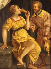 Georg Pencz, Untitled, Oil on Board, Sophonisba Drinking Poison