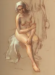 Robert Brackman, Untitled, Pastel on Paper, "Two Bathers"