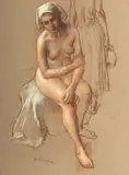 Robert Brackman, Untitled, Pastel on Paper, "Two Bathers"