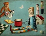 Bradi Barth, Egg, Tempera on Masonite "Dream Of Childhood"