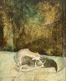 Walter Louis Jones, Untitled, Acrylic on Board, Ca. 1967, Eagle's Skull