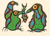 Norval Morrisseau, Untitled, Serigraph in Colors on Paper, "Seagulls"