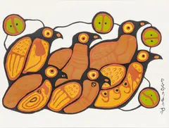 Norval Morrisseau, Untitled, Serigraph on Paper, Ca. 1976, "Bird Brothers And Sisters"