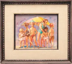 Untitled by Jon Corbino, Oil on Canvas, "Children - Beach Scene", offered Apr 2024