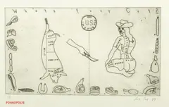 Untitled by Sue Coe, Etching on Rives Paper, Ca. 1989, "What's Your Cut?", offered Apr 2024
