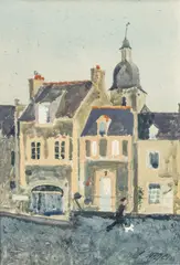 Untitled by Richard Jerzy, 1981, Watercolor on Paper, Dog Walk--Cancale, offered Apr 2024