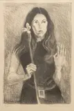 Raphael Soyer, Untitled, Lithograph on Wove Paper, Ca. 1970, "Flower Girl"