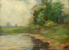 Untitled by Joseph W. Gies, Oil on Board, "Michigan River Landscape", offered Apr 2024