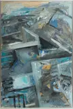 Jack Faxon, Untitled, Acrylic on Board "Abstract in Blue And Black"