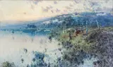 Untitled by Eliseo Meifrén y Roig, Oil on Canvas, "Figural Landscape", offered Mar 2024