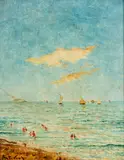 Untitled by Alfred Emile Leopold Stevens, Oil on Beveled Panel, "Summer Day, Honfleur, France", offered Mar 2024