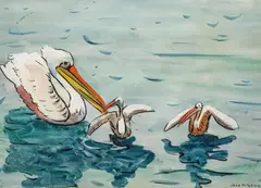 Untitled by Jane Peterson, Watercolor And Gouache on Paper "Pelicans", offered Mar 2024