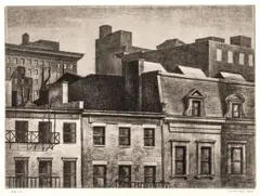 Armin Landeck, Untitled, Etching on Wove Paper, 1937, "Housetops"