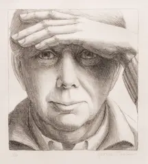 George Tooker, Untitled, Lithograph on Rives BFK Paper 1984, "Self Portrait"