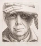 George Tooker, Untitled, Lithograph on Rives BFK Paper 1984, "Self Portrait"