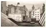 Armin Landeck, Untitled, Etching on Paper, 1946, "Rooftops, 14th Street"