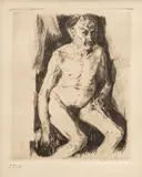 Käthe Kollwitz, Untitled, Etching on Paper 1891, "Sitzender Männlicher Akt"