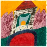 Carol Summers, Untitled, Woodcut in Colors on Japanese Paper 1991, "Diocletians Retreat"