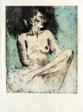Jim Dine, Untitled, Etching with Hand Coloring in Rives BFK Paper, 1979, "The Cellist Against Blue"