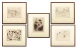 Marc Chagall, Untitled, Drypoint Etchings on Paper 1923-48, "Les Ames Mortes: Five Plates"