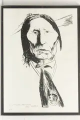 Leonard Baskin, Untitled, Lithograph on Paper, Ca. 1972, "Wolf Robe Cheyenne"