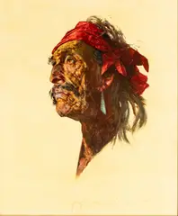 R. Brownell McGrew, Untitled, Oil on Masonite, Ca. Early 1970s, "The Navajo"
