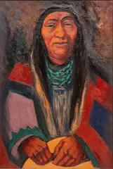 Howard Cook, Untitled, Oil on Canvas, "Pueblo Chieftain"