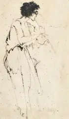 Untitled by Richard Jerzy, Gouache on Paper, "Woman Playing a Flute", offered Mar 2024