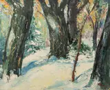 Karl Larsen, Untitled, Oil on Masonite, "Deep in the Forest"