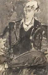 Untitled by Richard Jerzy, Gouache on Paper, "Portrait of a Seated Gentleman", offered Mar 2024