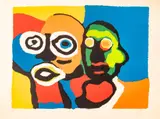 Karel Appel, Untitled, Silkscreen in Colors on Wove Paper, Ca. 1986, "Two Heads"