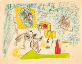Roberto Matta, Untitled, Etching with Aquatint in Colors on Paper, 1972, "Les Oh Tomobiles: Plate 1"